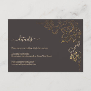 Carte Mariage Brown Golden Vineyard Grey