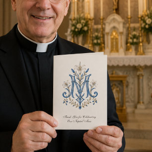 Carte Mariage catholique avec monogramme marian pour prê