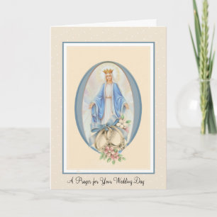 Carte Mariage catholique traditionnel Vierge Marie bienh