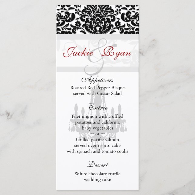 Carte mariage Chandelier noir blanc (Devant)