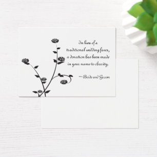 Carte Mariage Charity Favoriser Roses Noir et Blan