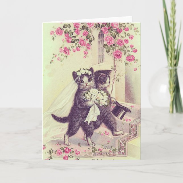 Carte Mariage Chats Blank personnalisable (Devant)