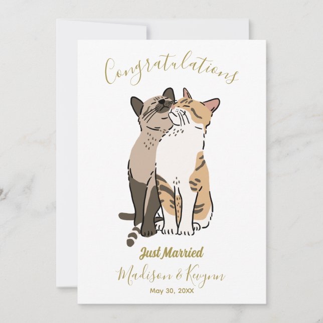 Carte mariage chats mignonnes (Devant)