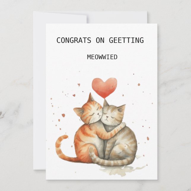Carte mariage chats mignonnes (Devant)