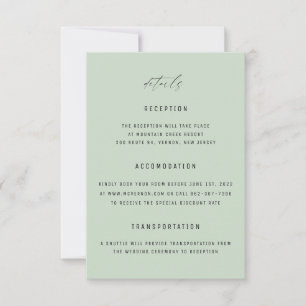 Carte Mariage classique élégante Sage Green