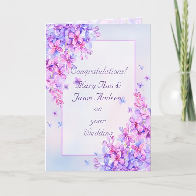 Carte Mariage couleur Aquarelle violet Lilac (Devant)