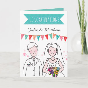 Carte Mariage Couple Doodle Félicitations aux jeunes mar