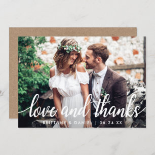 Carte mariage Couple Photo Kraft Love and Thanks