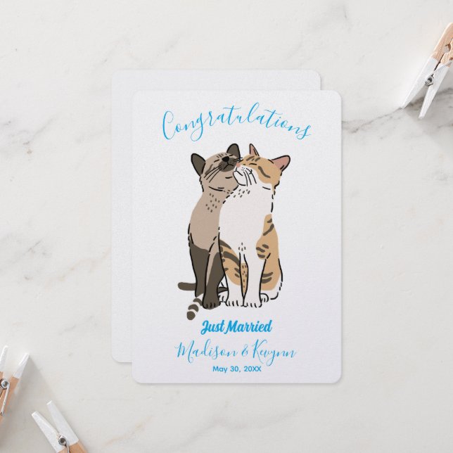 Carte Mariage Cute Cats (Devant/Arrière en situation)
