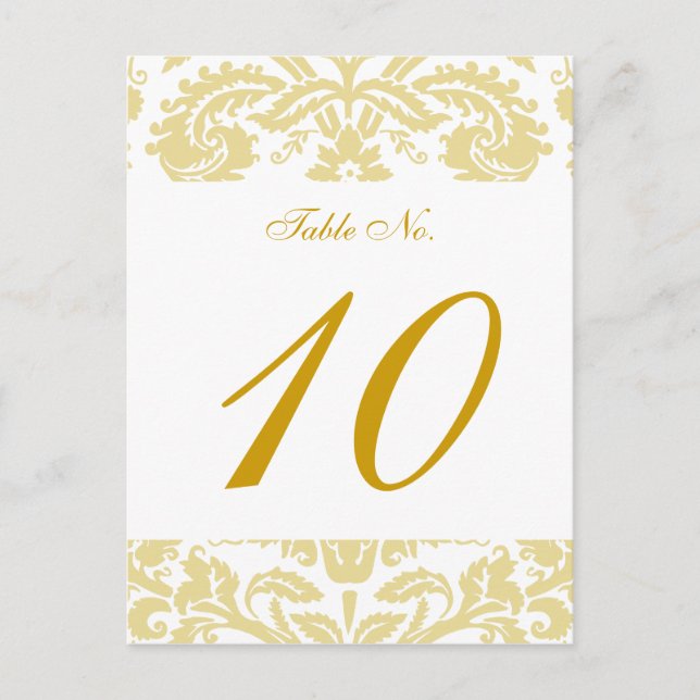 Carte Mariage damassé Gold Cream (Devant)