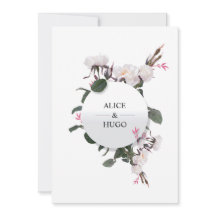 Carte Mariage d'amour des fleurs de rose blanche