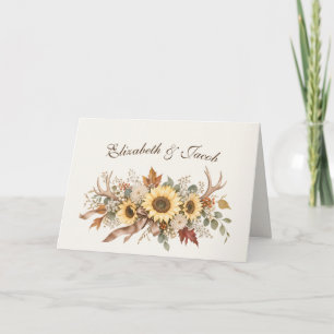 Carte Mariage d'automne bois de cerf et tournesols