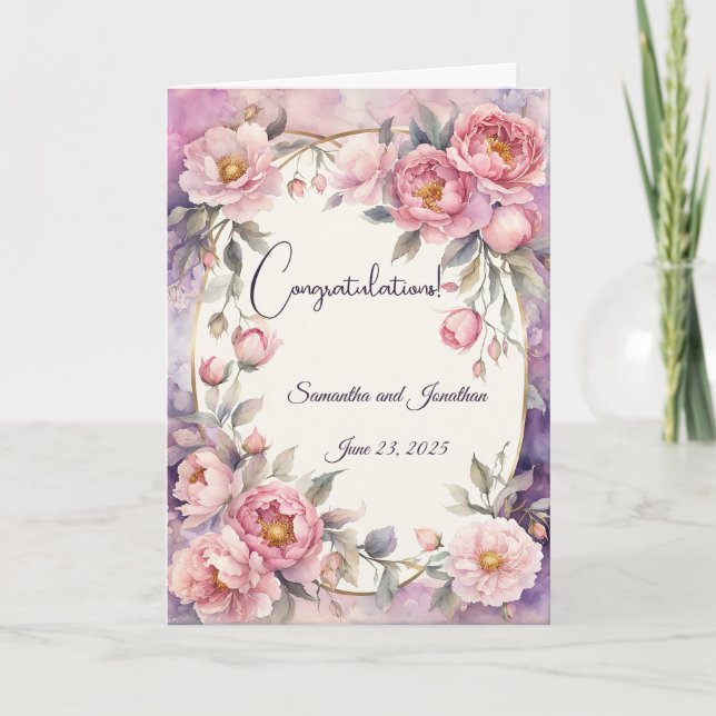 Carte Mariage de cadre ovale rose chic (Devant)