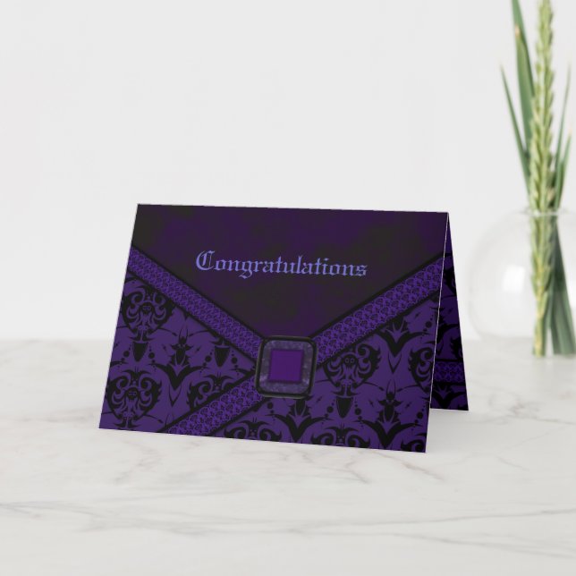 Carte Mariage de dentelle violet et noire (Devant)