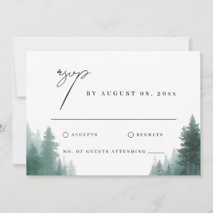 Carte Mariage de Destination Rustique Aquarelle Forêt Ve