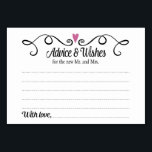 Carte Mariage de deux coeurs Conseils et voeux<br><div class="desc">Ces cartes Conseils & Voeux élégantes seront l'ajout parfait à votre réception de mariage. Il est doté d'une tourbillonnant bordure noire avec un coeur prune violet au-dessus. Le texte à l'intérieur est "Conseils & Voeux" dans une police de caractères noir amusante et "pour le nouveau Mr et Mme" dans une...</div>