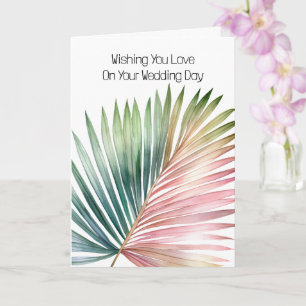 Carte Mariage de feuille verte rose tropicale