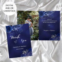 Mariage de fleurs de photo bleu marine merci
