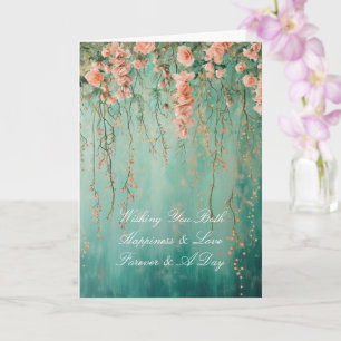 Carte Mariage de fleurs Turquoises romantiques