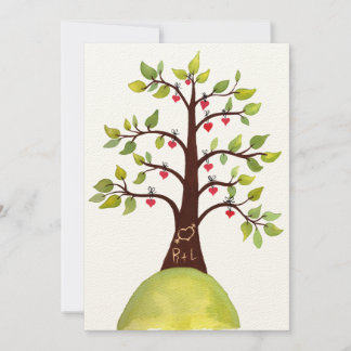 Carte Mariage de l'arbre du monogramme vert de pri