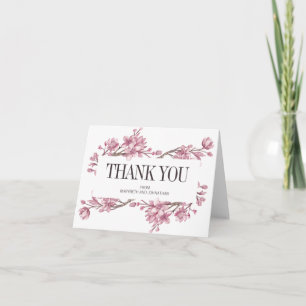 Carte Mariage de Merci de fleurs de cerisier rose