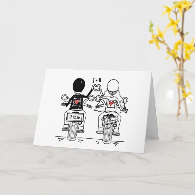 Carte Mariage de motards (Fleur jaune)
