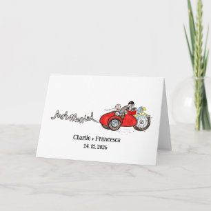 Carte Mariage de moto personnalisée et side-car pour mar