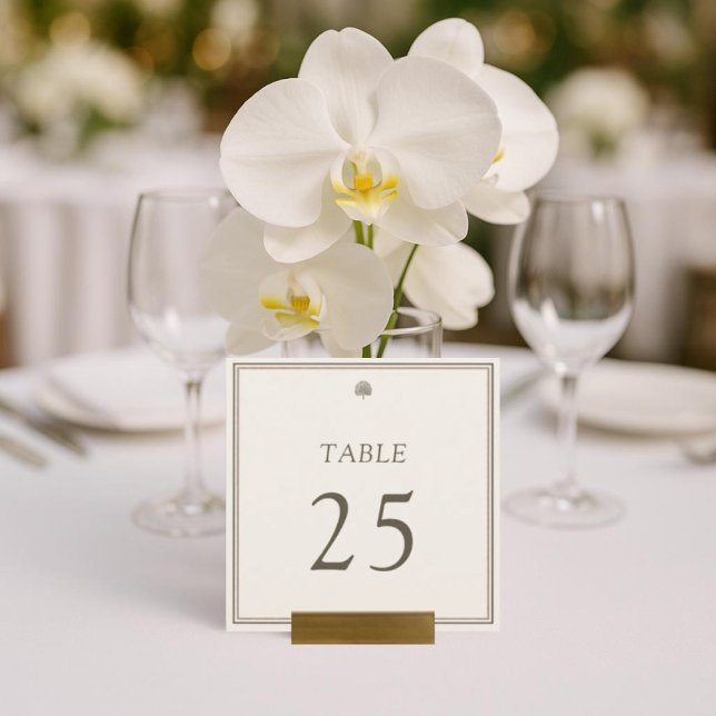 Carte Mariage de palme ivoire Tropical Numéros de tablea (Elegant Ivory & Palm Icon Wedding Table Number – Perfect for Tropical & Destination Weddings.)