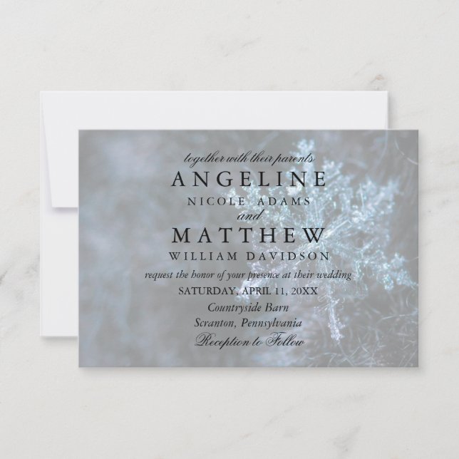 Carte Mariage de Pinecone et Snowflakes d'hiver (Devant)