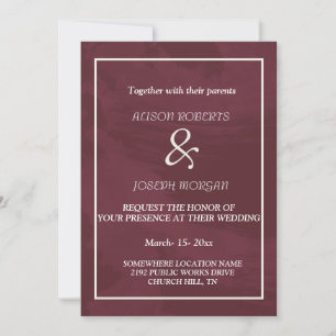 Carte Mariage de poche Bourgogne et or Parties sci