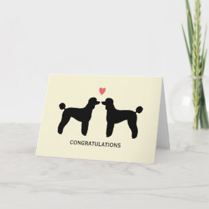 Carte Mariage de Poodles Standards Noirs Félicitations