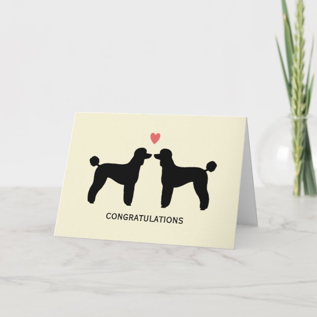 Carte Mariage de Poodles Standards Noirs Félicitations (Devant)