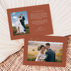 Carte Mariage de script Coeur Merci en terre cuite