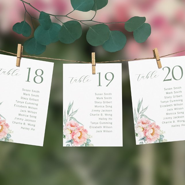 Carte Mariage de siège Eucalyptus Peonies (Créateur téléchargé)