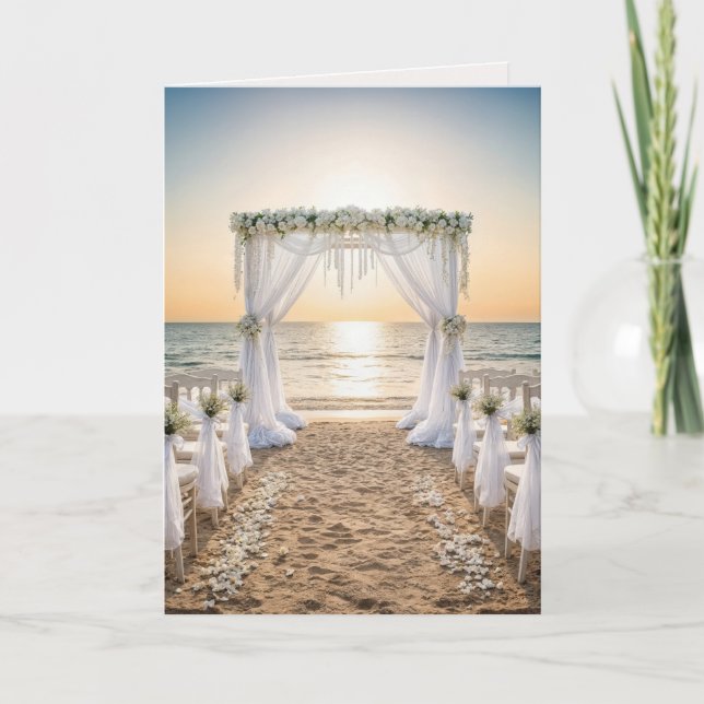 Carte Mariage de Sunset Beach Félicitations (Devant)