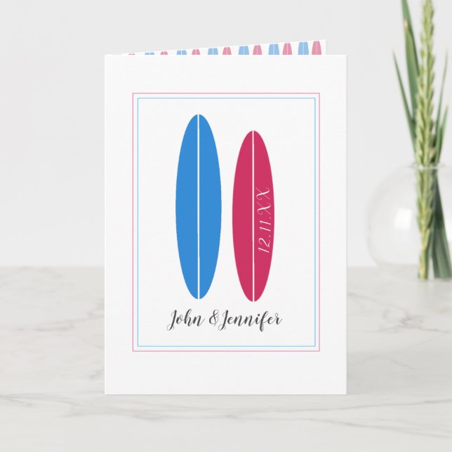 Carte mariage de surf / félicitations anniversaire (Devant)
