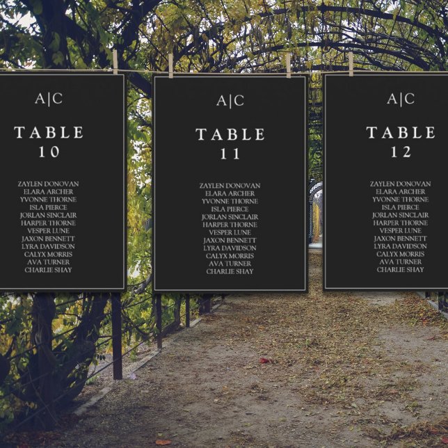 Carte Mariage de table de Monogramme noir (Créateur téléchargé)