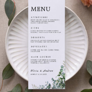 Carte Mariage de verdure Modèle de menu