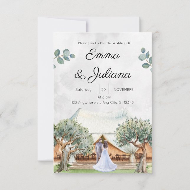 carte mariage d'élévation de montagne Invitation (Devant)