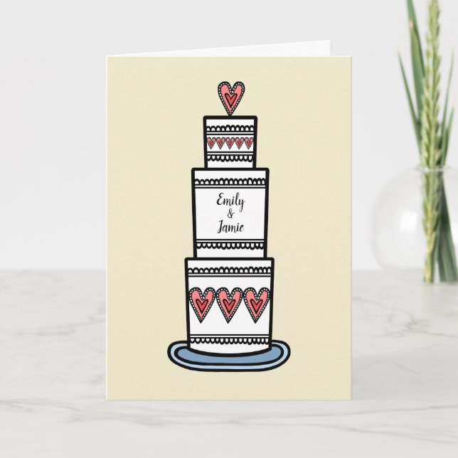 Carte Mariage d'illustration de gâteau de mariage  (Devant)