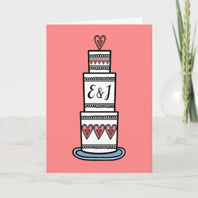 Carte Mariage d'illustration de gâteau de mariage  (Devant)