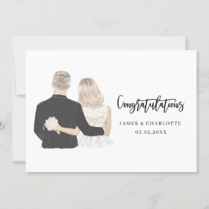 Carte Mariage d'illustration de mariée et de chamb