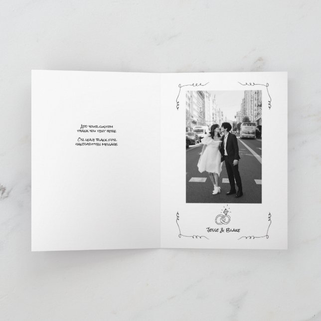 Carte Mariage d'illustrations de Doodle en noir et blanc (Intérieur)