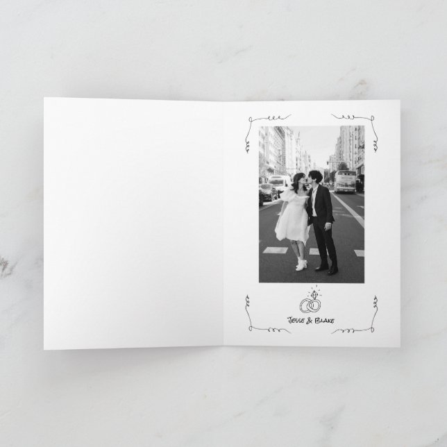 Carte Mariage d'illustrations de Doodle en noir et blanc (Intérieur)