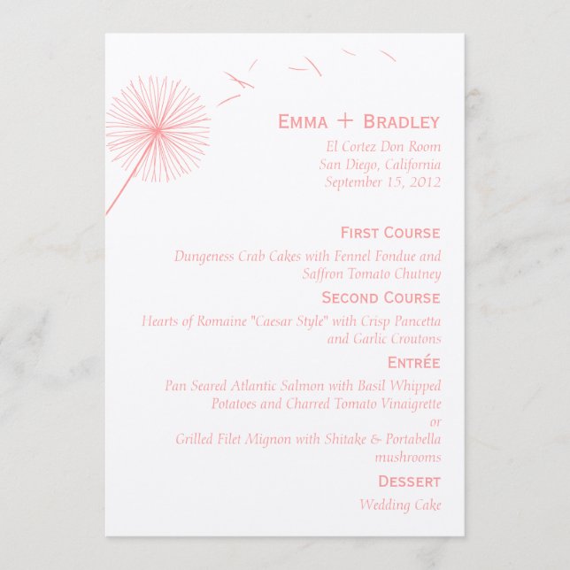 Carte Mariage Dreamy Dandelion - rose Rose (Devant)