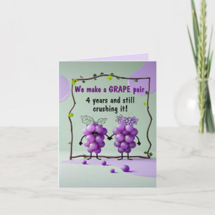 Carte Mariage du 4e anniversaire Fleurs et raisins de fr