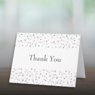 Carte Mariage Élégant Cœurs d'Amour en Confettis Argenté