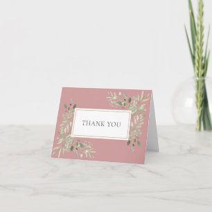 Carte Mariage Élégant Rose Poussiéreuse Verdure
