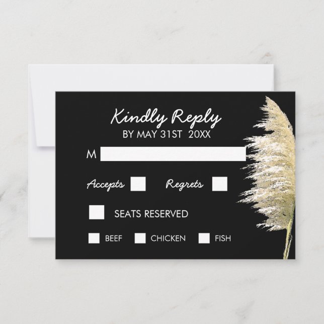 Carte Mariage en herbe Pampas RSVP (Devant)