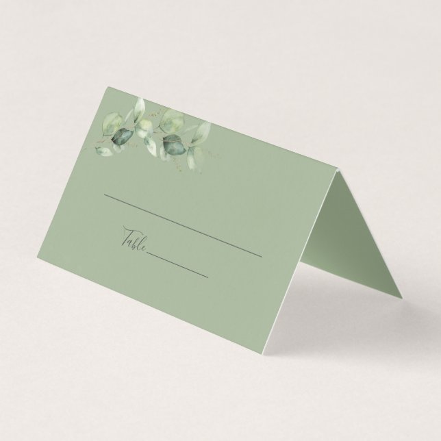Carte Mariage Eucalyptus Foliage Green (Front)